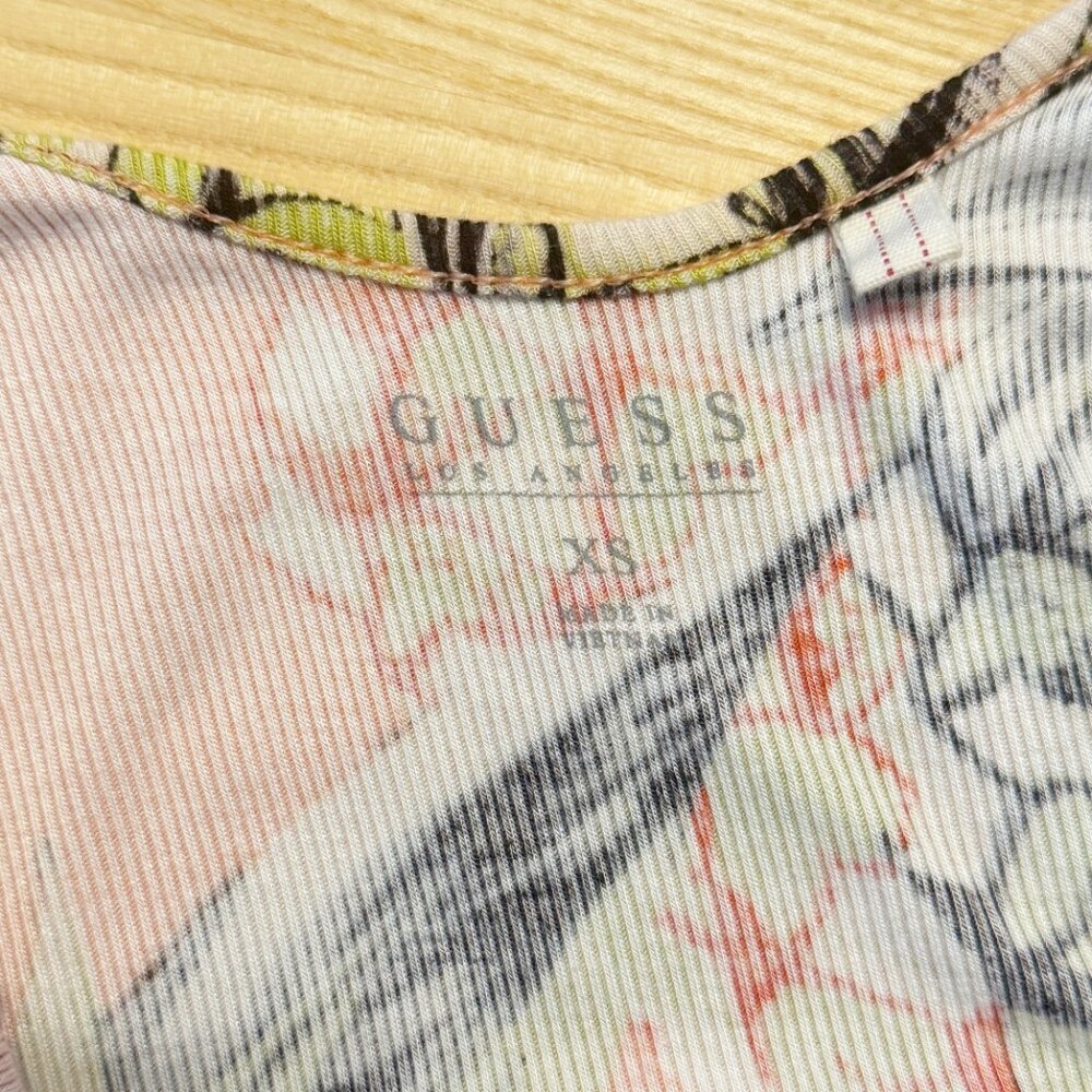 Guess | Ribbed Maxi Dress in Pineapple Print With Leather Side Laces | XS - Picture 7 of 8